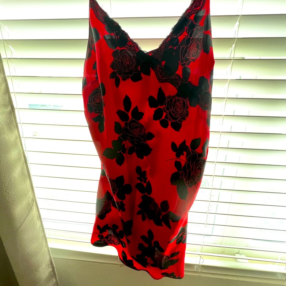 Red and Black Floral Chemise